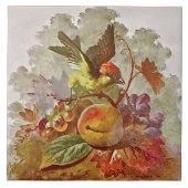 Repro Viktorianisch handbemalt Bird & Fruit Tile # Fliese (Vorderseite)