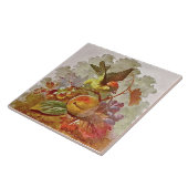 Repro Viktorianisch handbemalt Bird & Fruit Tile # Fliese (Seite)