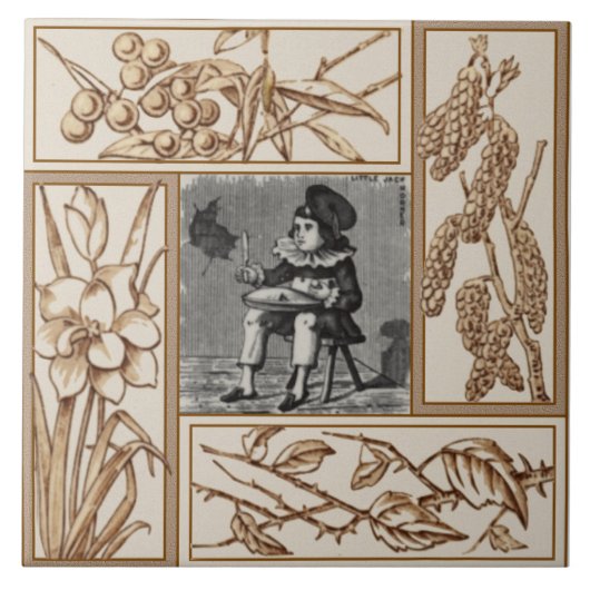 Repro Viktorianisch Little Jack Horner Kinderzimme Fliese (Vorderseite)