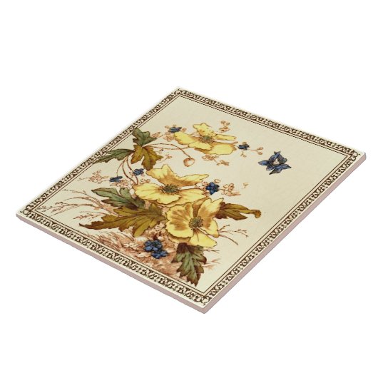 Repro Viktorianisch Malkin Butterflies & Anemones Fliese (Seite)