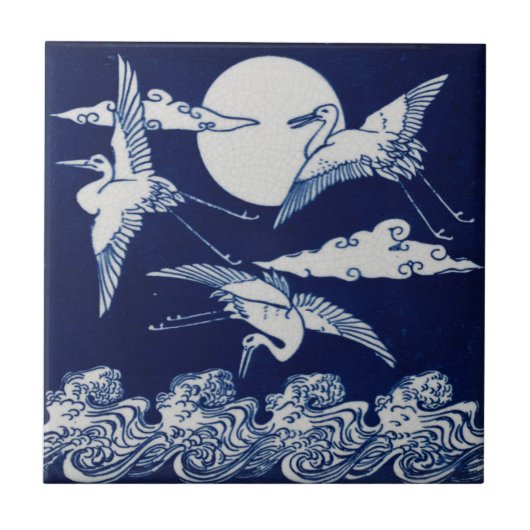 Repro Viktorianisch Minton Tile mit Storks Moon Fliese (Vorderseite)
