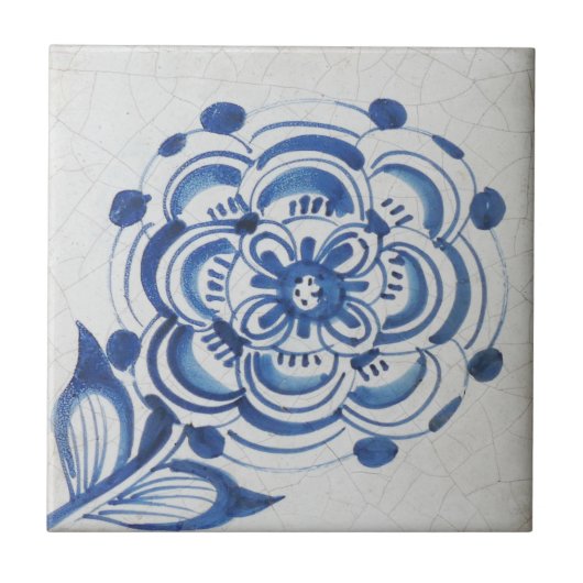 Repro Viktorianische blaue und weiße Blume Tile Fliese (Vorderseite)