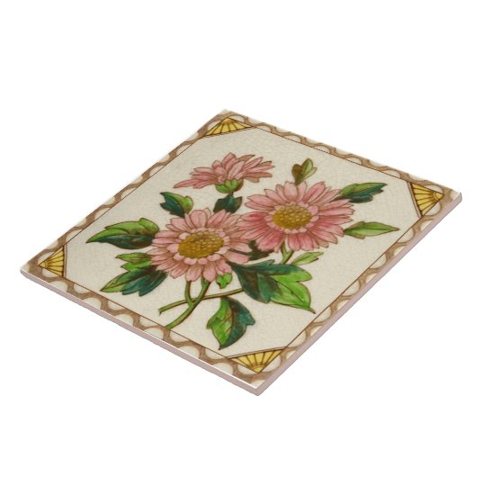 Repro Viktorianische rosa Milbe Handfarbener Trans Fliese (Seite)