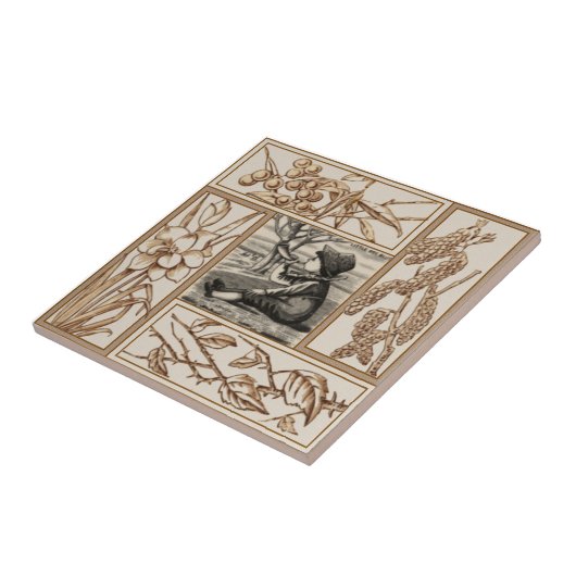 Repro Viktorianische Transferware "Little Boy Blue Fliese (Seite)