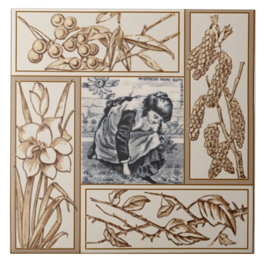 Repro Viktorianisches "Contrary Mary" Kinderzimmer Fliese (Vorderseite)
