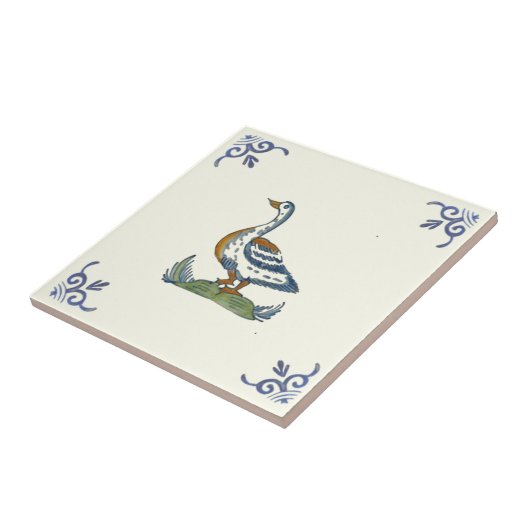 Repro Vintag antike handgemalte Gänse Fliese (Seite)