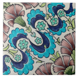 Repro Vintag Blue Maroon Floral De Morgan tiles Fliese