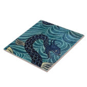 Repro Vintag Blue Seepferd De Morgan Fliese (Seite)