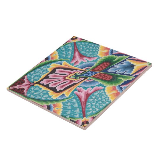 Repro Vintag farbige Regenbogengeometrie Fliese (Seite)