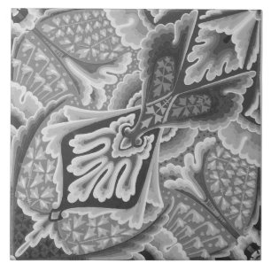 Repro Vintag Geometric Gray Floral Tile Fliese
