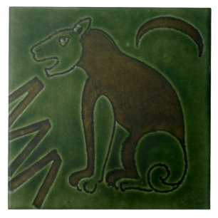 Repro Vintag Green Lion Bird De Morgan Fliese