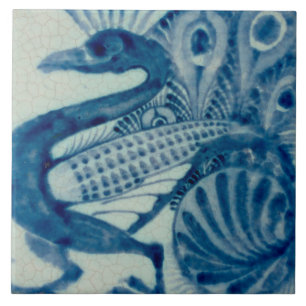 Repro Vintage Blaue Pfau Bird De Morgan Fliesen