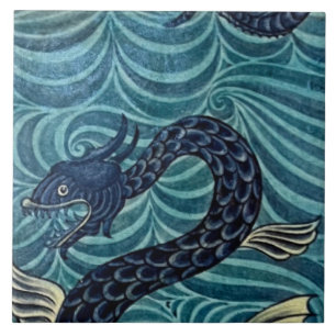 Repro Vintage Blue Seepferd De Morgan Fliesen
