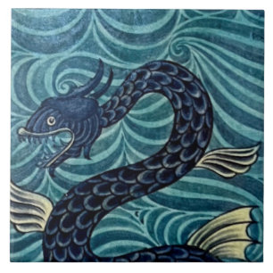 Repro Vintage Blue Seepferd De Morgan Fliesen