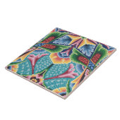 Repro Vintage Geometrisch Bunt Regenbogen Floral Fliese (Seite)