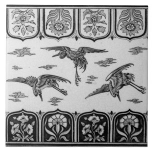 Repro Vintage Minton Schwarz-Weiß-Englische Fliese