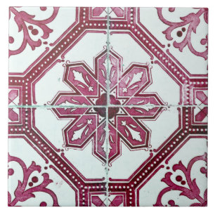 Repro Vintage Rosa und Weiß Majorca Fliese