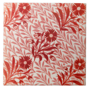 Repro Vintage rote Blumen De Morgan Fliesen