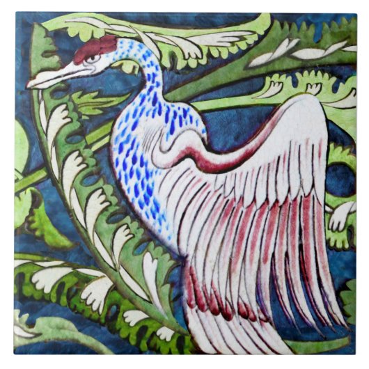 Repro Wm De Morgan Heron (Paare mit Goldadler) Fliese (Vorderseite)