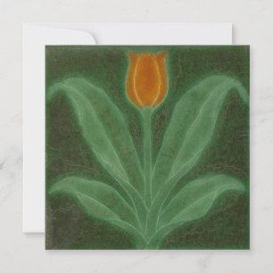 Repro Yellow Green Tulip Art Nouveau Tile Card Einladung