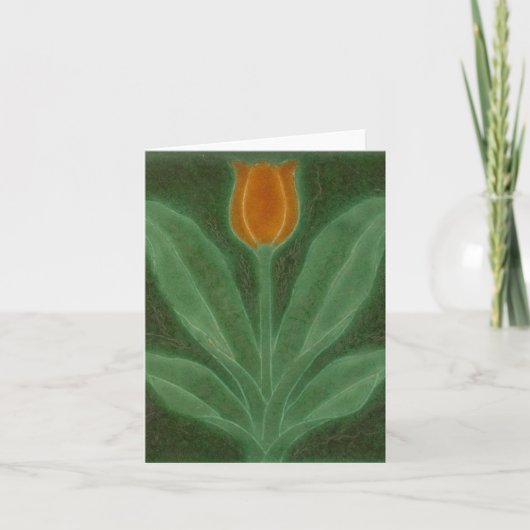 Repro Yellow Green Tulip Art Nouveau Tile Card Einladung (Vorderseite)
