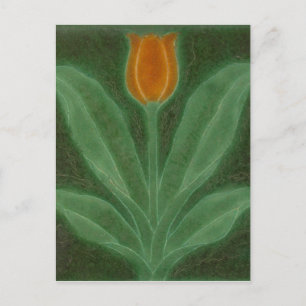Repro Yellow Green Tulip Art Nouveau Tile Card Postkarte