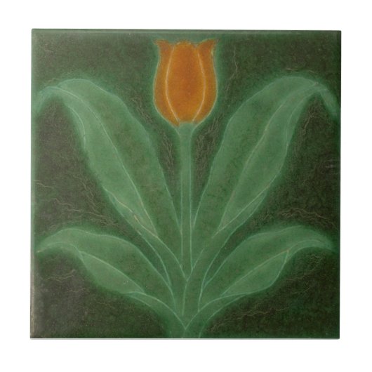 Repro Yellow Green Tulip Art Nouveau Tile Fliese (Vorderseite)