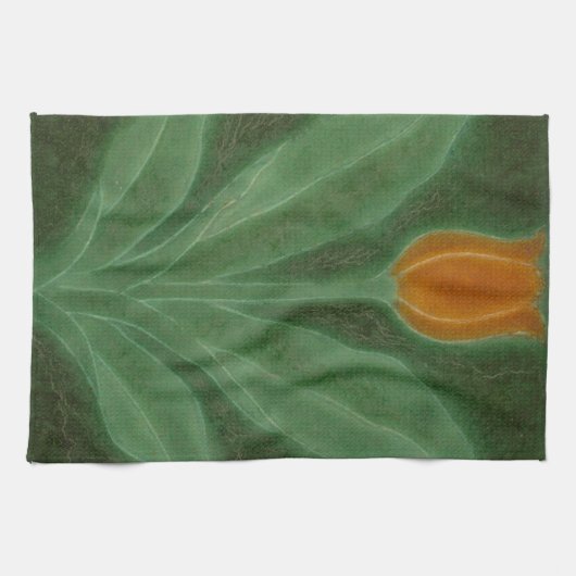Repro Yellow Green Tulip Art Nouveau Tile Geschirrtuch (Horizontal)