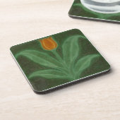 Repro Yellow Green Tulip Art Nouveau Tile Getränkeuntersetzer (Linke Seite)
