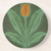 Repro Yellow Green Tulip Art Nouveau Tile Getränkeuntersetzer (Vorne)