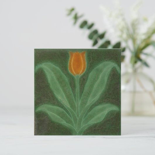 Repro Yellow Green Tulip Art Nouveau Tile Karte (Stehend Vorderseite)