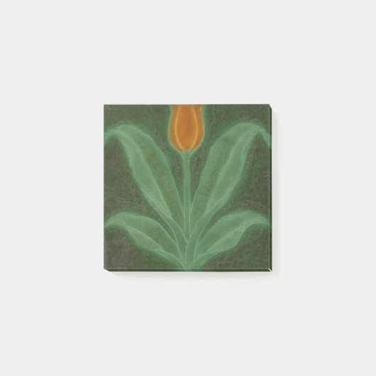 Repro Yellow Green Tulip Art Nouveau Tile Post-it Klebezettel (Vorderseite)