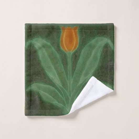 Repro Yellow Green Tulip Art Nouveau Tile Waschlappen (Waschlappen)