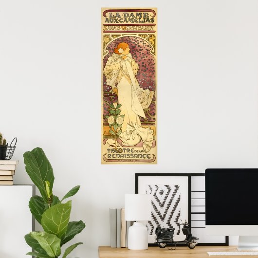 Reproduction of Mucha Poster: La Dame aux Camélias Poster (Heimbüro)