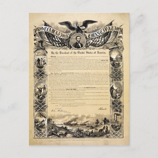 Reproduktion der Emanzipationsproklamation Postkarte (Vorderseite)