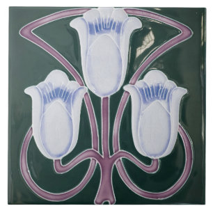 Reproduktion Edwardianischer Jugendstil Türkis Tul Fliese