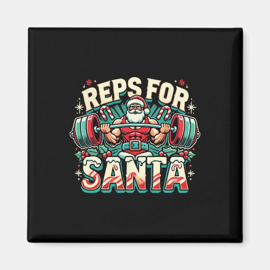 Reps For Santa – Funny Christmas Fitness Bodybuild Magnet (Vorne)