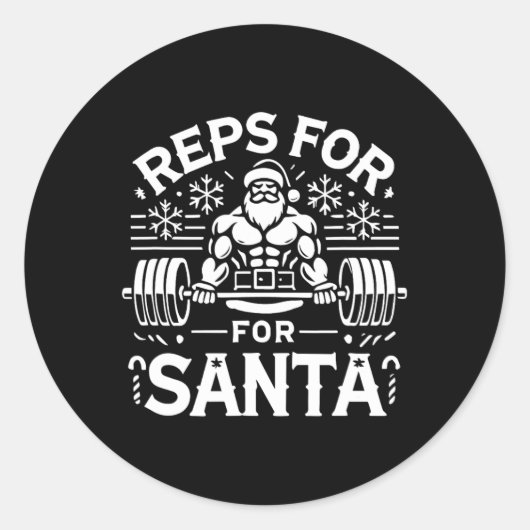 Reps For Santa – Funny Christmas Fitness Bodybuild Runder Aufkleber (Vorderseite)