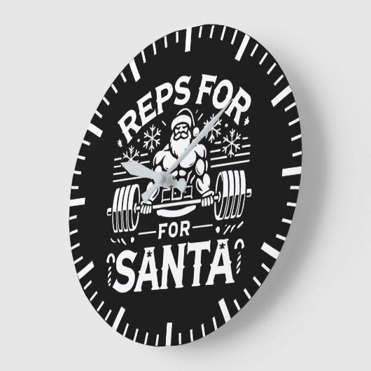 Reps for Santa - Funny Christmas Fitness Große Wanduhr (Winkel)