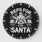 Reps for Santa - Funny Christmas Fitness Große Wanduhr (Vorderseite)