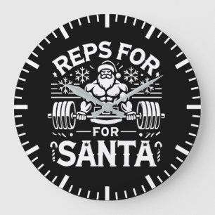 Reps for Santa - Funny Christmas Fitness Große Wanduhr