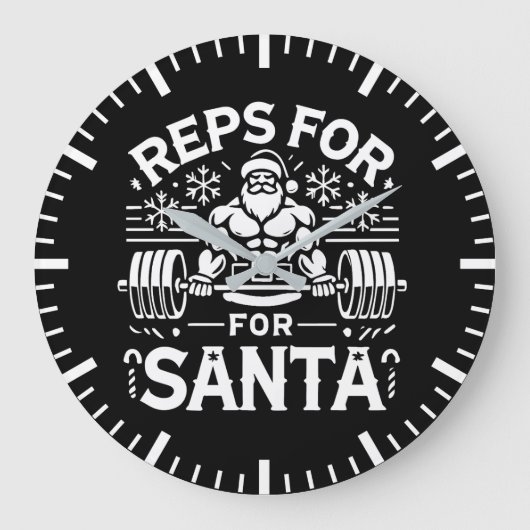 Reps for Santa - Funny Christmas Fitness Große Wanduhr (Vorderseite)