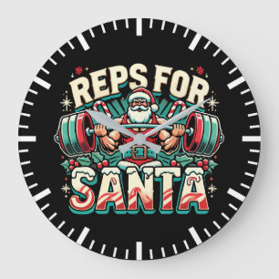Reps for Santa - Funny Christmas Fitness Große Wanduhr