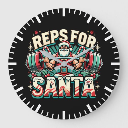 Reps for Santa - Funny Christmas Fitness Große Wanduhr (Vorderseite)