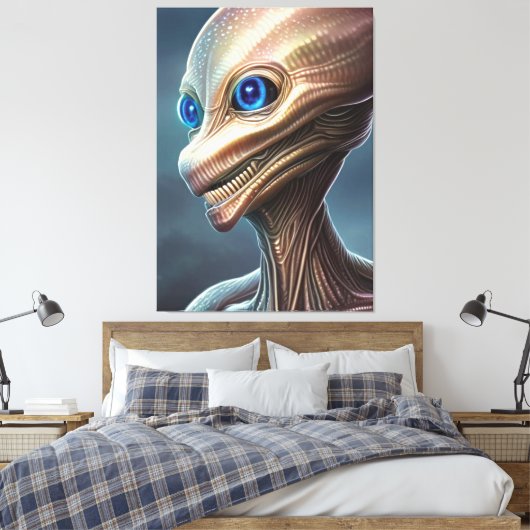 Reptil Alien Canvas Print Leinwanddruck (Insitu (Schlafzimmer))