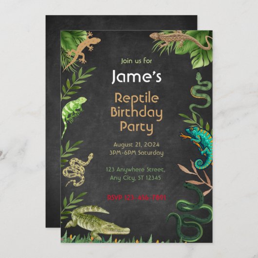 Reptil Birthday Party Einladung (Vorne/Hinten)