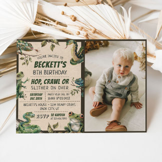 Reptil Kindergeburtstag Party Foto Einladung