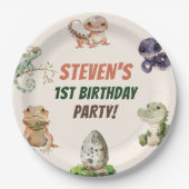 Reptil Kindergeburtstag Party Pappteller (Vorderseite)