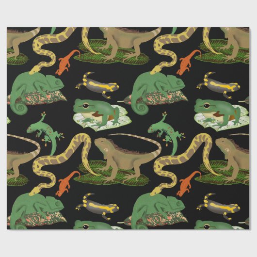 Reptil, Lizards und Amphibienmuster Geschenkpapier (Flach)
