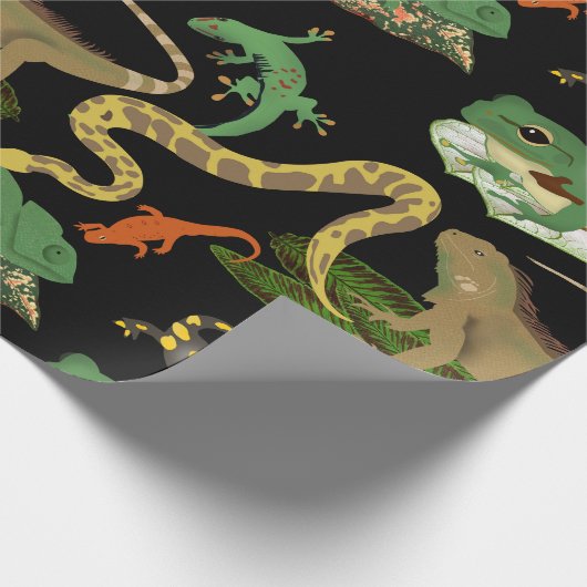 Reptil, Lizards und Amphibienmuster Geschenkpapier (Ecke)
